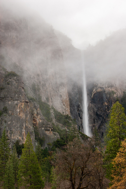 Fog and Bridalveil Falls, Yosemite National Park