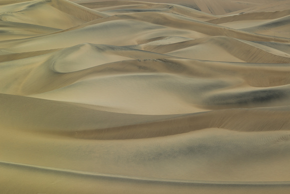 Sand dunes during overcast sunrise, Mesquite dunes