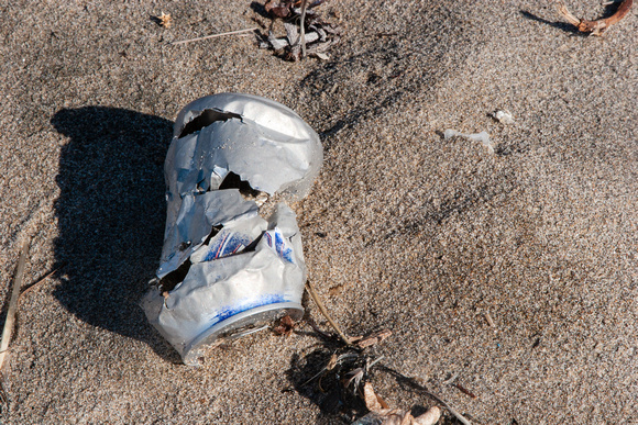 Beach garbage: aluminum can