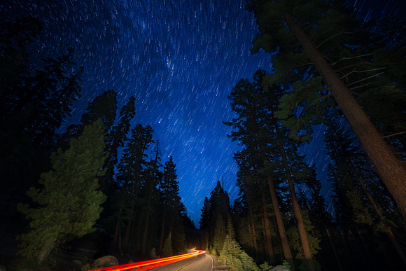 Tioga Pass and star trails, Yosemite National Park